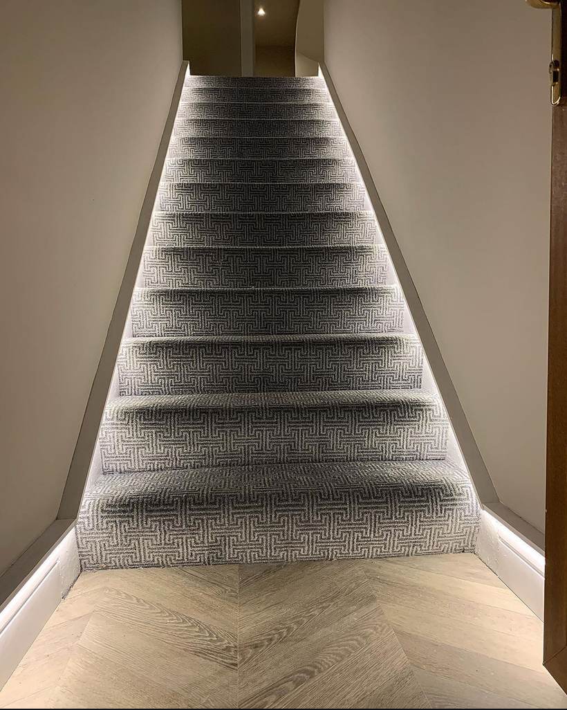 Staircase lit with concealed LED strip — domestic electrical work in Somerset